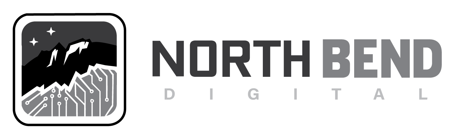 North Bend Digital primary logo, black and white version, on transparent background
